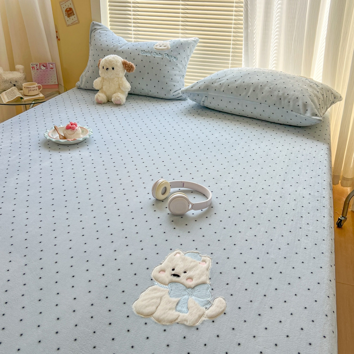 91家纺网 家纺一手货源 找家纺 （总）十里居 2026新款韩系牛奶绒兔毛贴布绣床笠三件套四件套