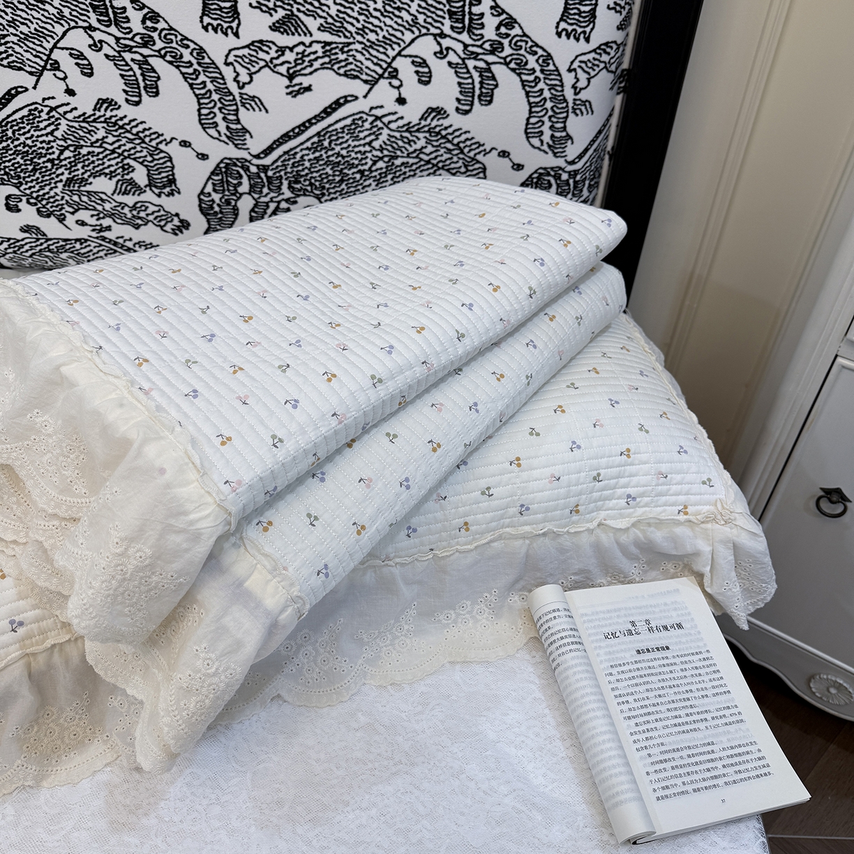 91家纺网 家纺一手货源 找家纺 （总）床盖工厂店 2026新款韩式田园小碎花系双面全棉花边床盖三件套