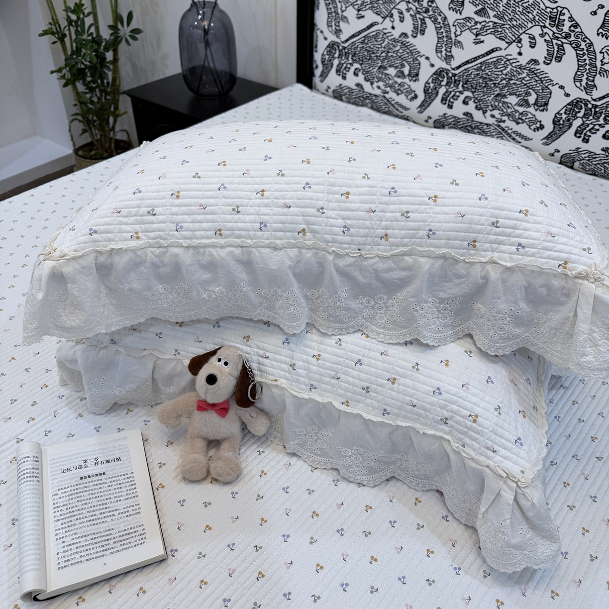 91家纺网 家纺一手货源 找家纺 （总）床盖工厂店 2026新款韩式田园小碎花系双面全棉花边床盖三件套