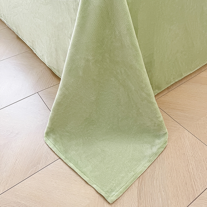 91家纺网 家纺一手货源 找家纺 琪格格纺织 2025新款全消光小清新花边款雕花牛奶绒四件套 雕花绒花边-玉珠莲 绿 