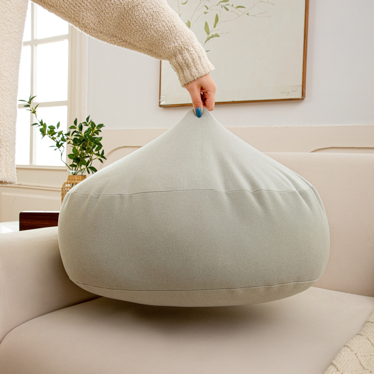 91家纺网 家纺一手货源 找家纺 沐沐家纺 2026新款麂皮绒抱抱枕不可拆洗 淡绿色