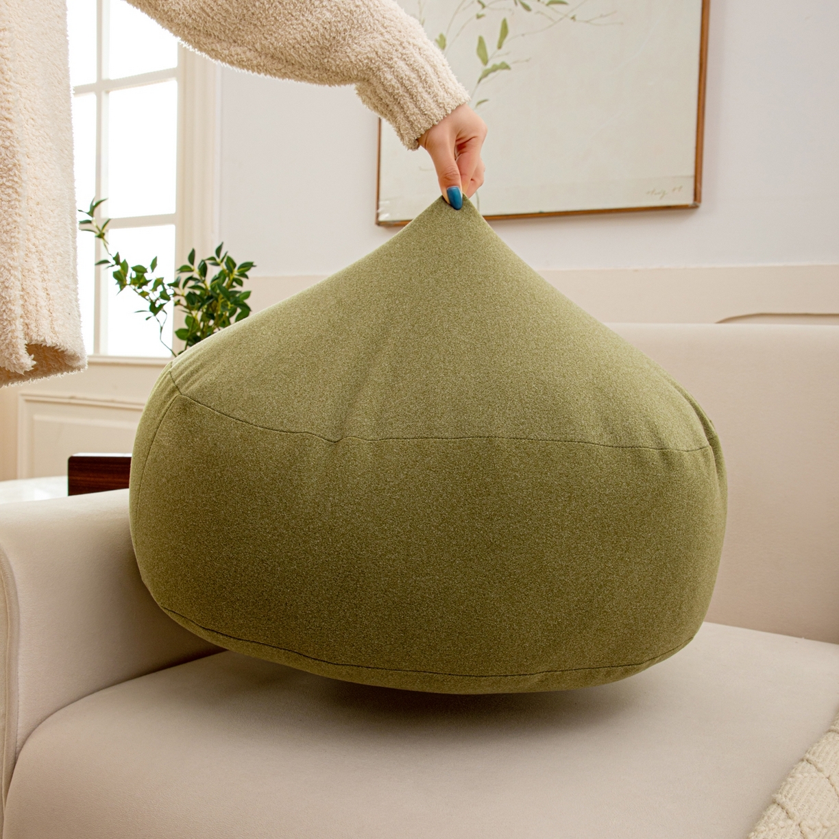 91家纺网 家纺一手货源 找家纺 沐沐家纺 2026新款麂皮绒抱抱枕不可拆洗 橄榄绿