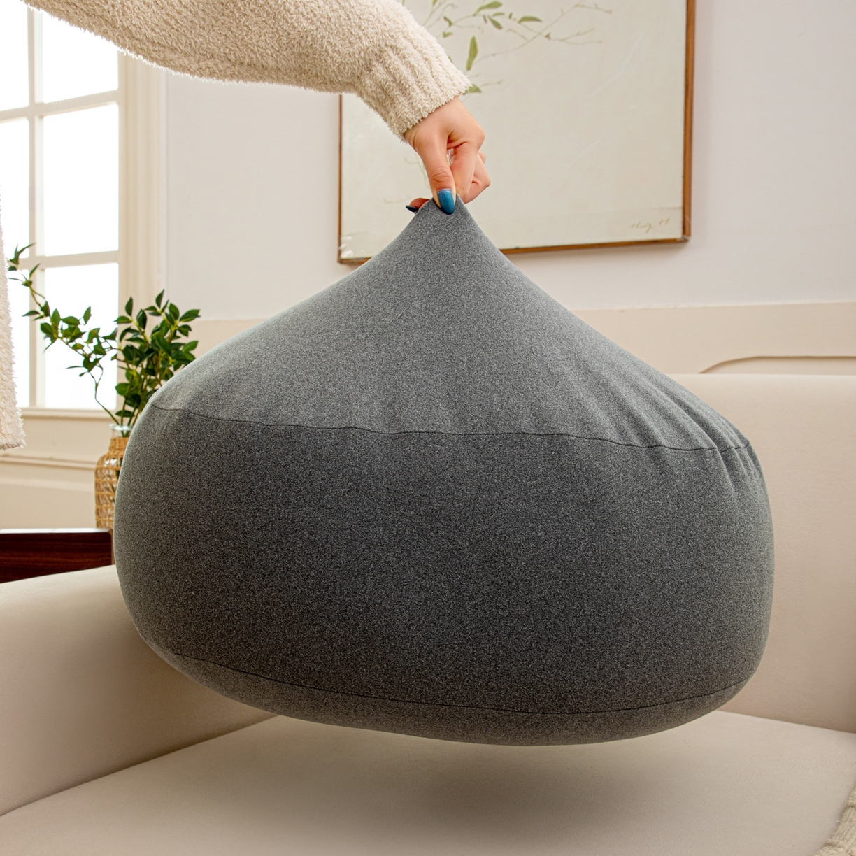 91家纺网 家纺一手货源 找家纺 沐沐家纺 2026新款麂皮绒抱抱枕不可拆洗 炭灰色