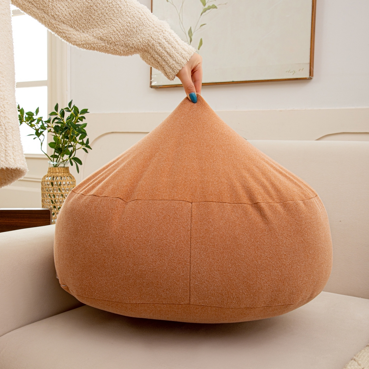 91家纺网 家纺一手货源 找家纺 沐沐家纺 2026新款麂皮绒抱抱枕不可拆洗 甜蜜橙