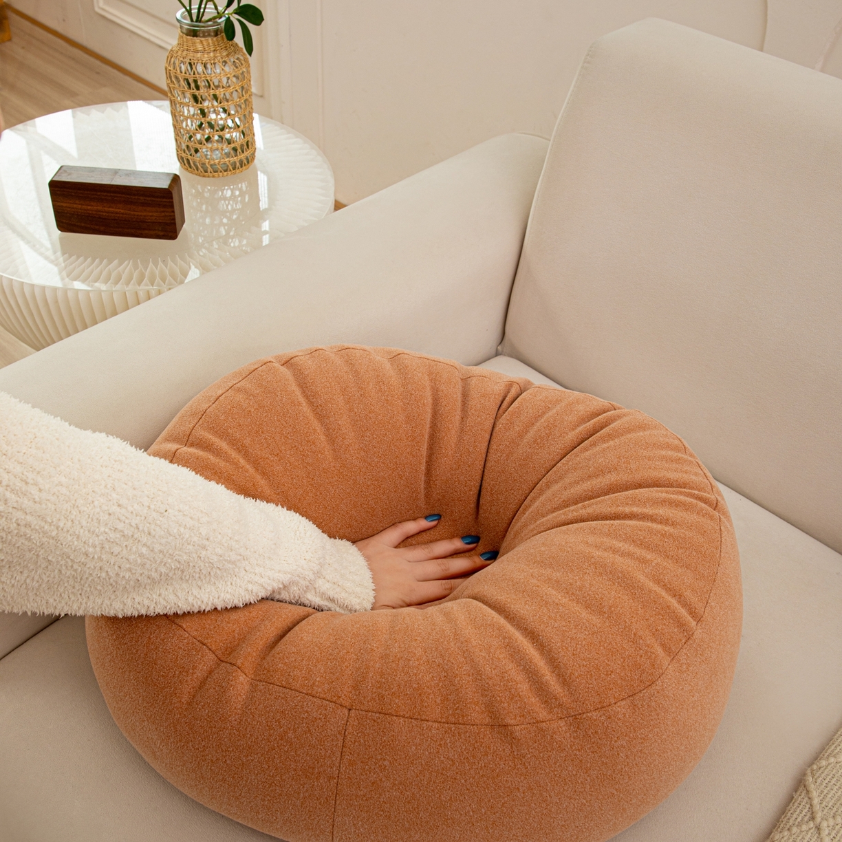 91家纺网 家纺一手货源 找家纺 沐沐家纺 2026新款麂皮绒抱抱枕不可拆洗 甜蜜橙