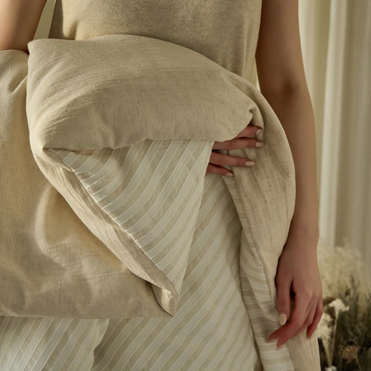 91家纺网 家纺一手货源 找家纺 （总）例外 2026新款A类色织亚麻不染提花水洗棉四件套-艾文【专版控价  券后小号不得低于255 标准不得低于335 加大不得低于350】