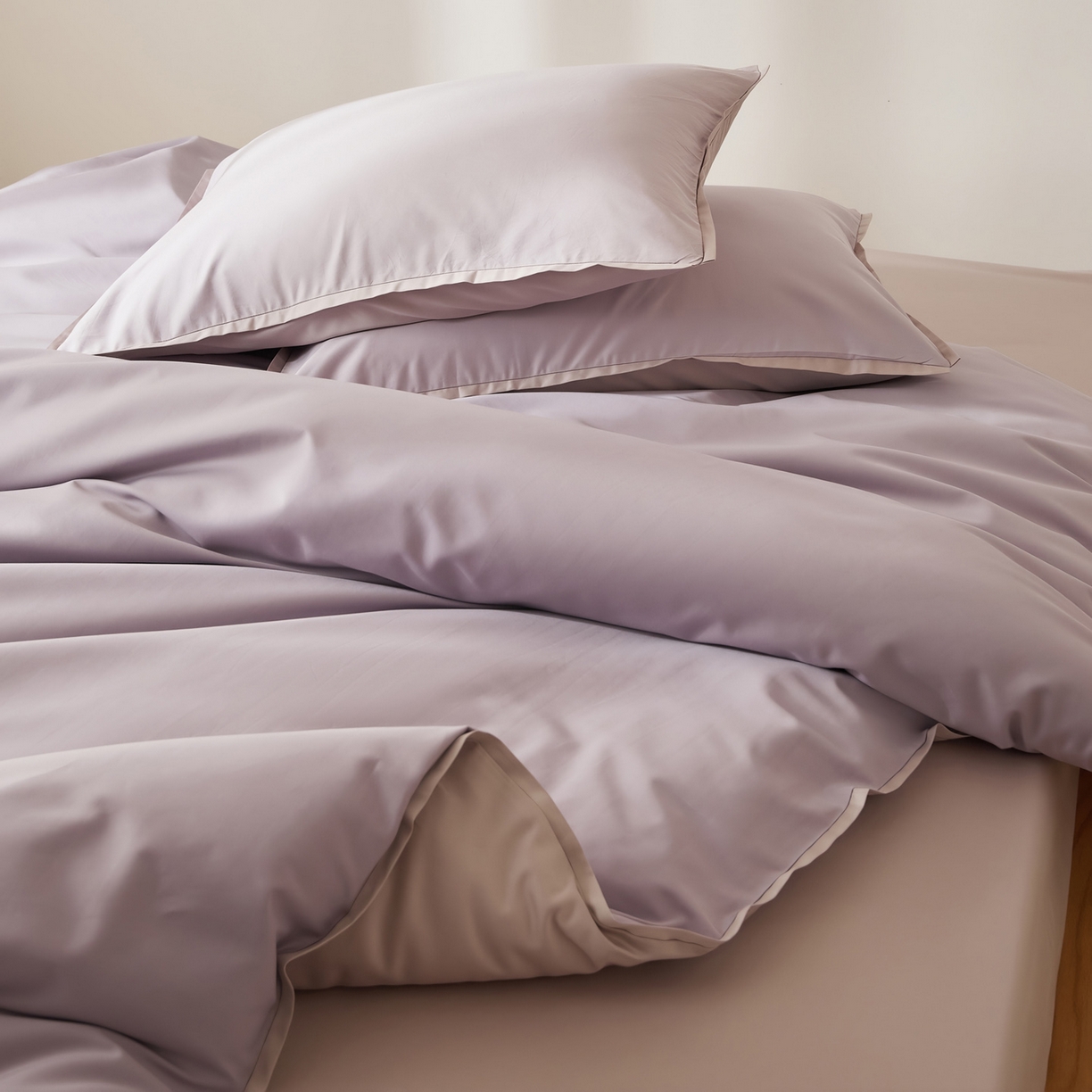 91家纺网 家纺一手货源 找家纺 EH家居 2026新款长绒棉窄边四件套 冰草紫