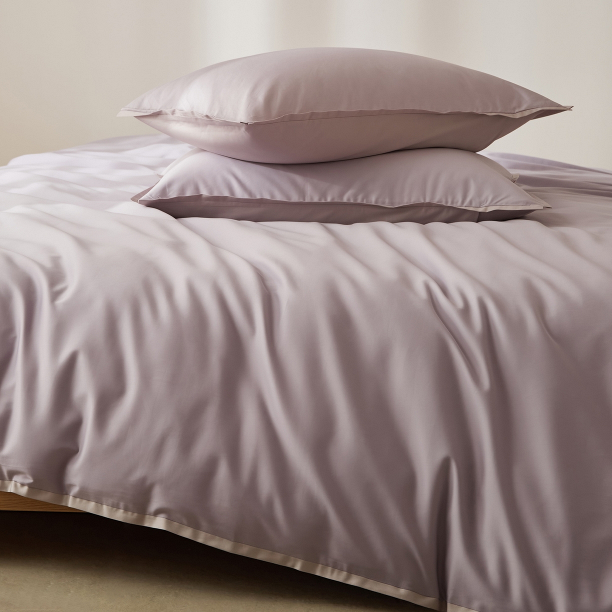 91家纺网 家纺一手货源 找家纺 EH家居 2026新款长绒棉窄边四件套 冰草紫