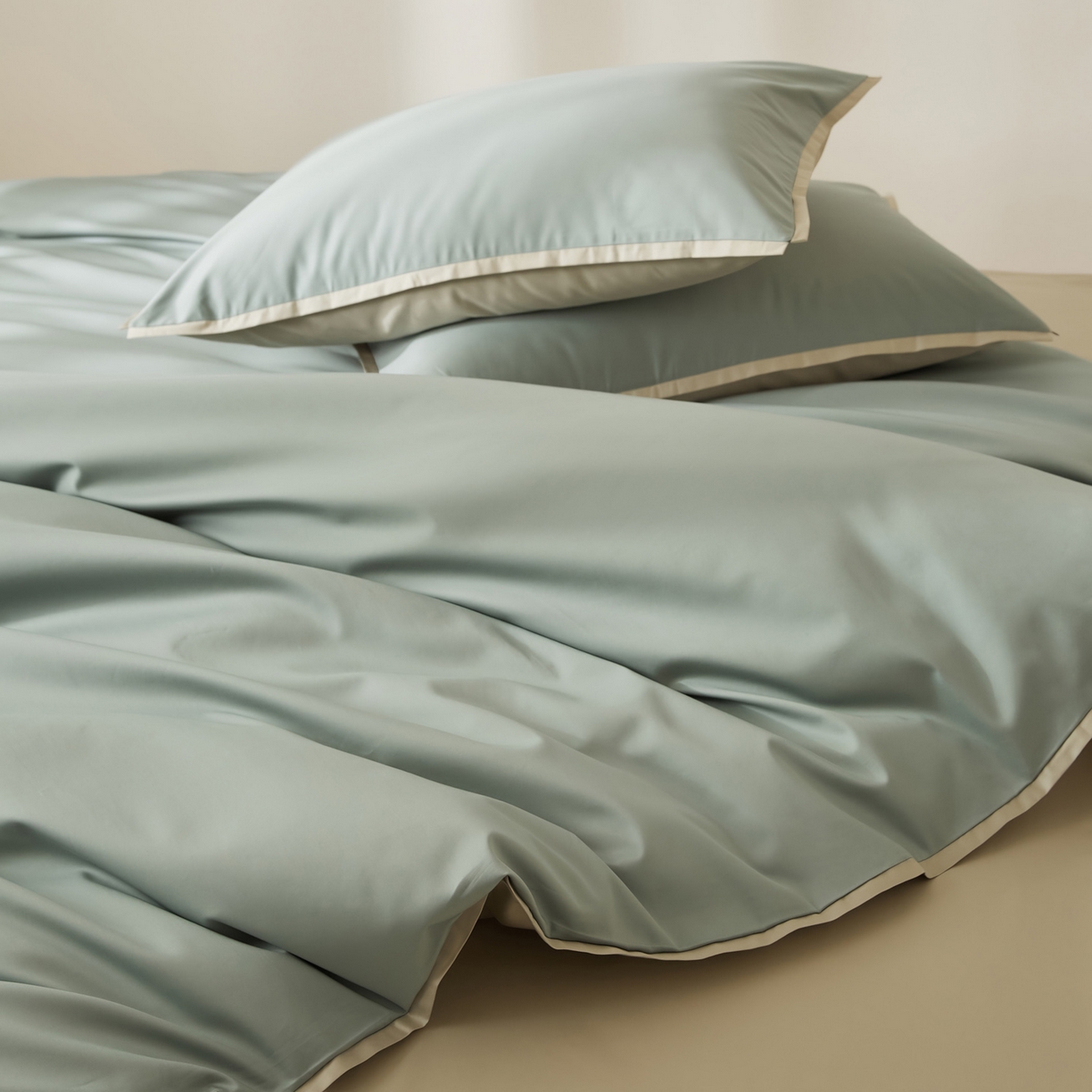 91家纺网 家纺一手货源 找家纺 EH家居 2026新款长绒棉窄边四件套 初春夏田