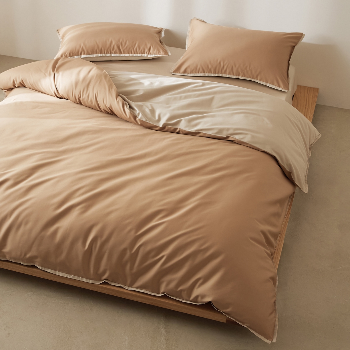 91家纺网 家纺一手货源 找家纺 EH家居 2026新款长绒棉窄边四件套 焦糖橙