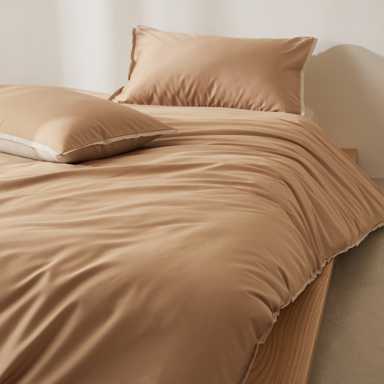 91家纺网 家纺一手货源 找家纺 EH家居 2026新款长绒棉窄边四件套 焦糖橙