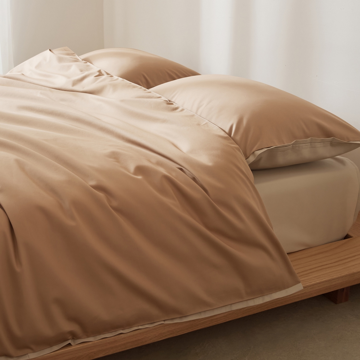 91家纺网 家纺一手货源 找家纺 EH家居 2026新款长绒棉窄边四件套 焦糖橙