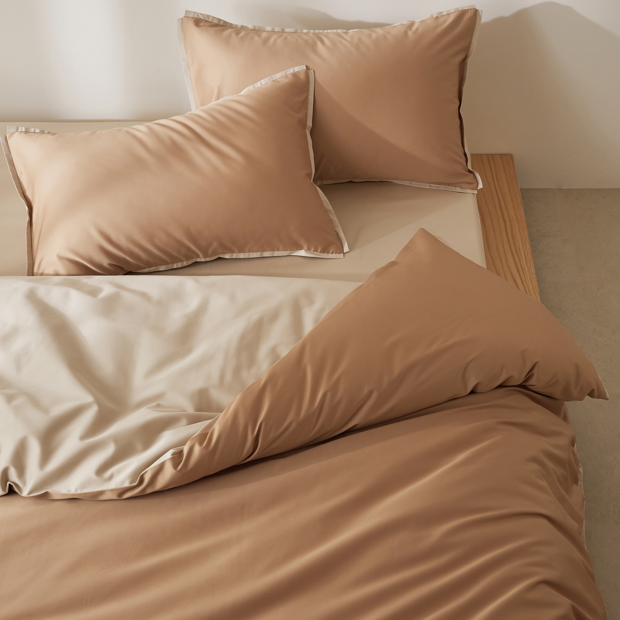 91家纺网 家纺一手货源 找家纺 EH家居 2026新款长绒棉窄边四件套 焦糖橙