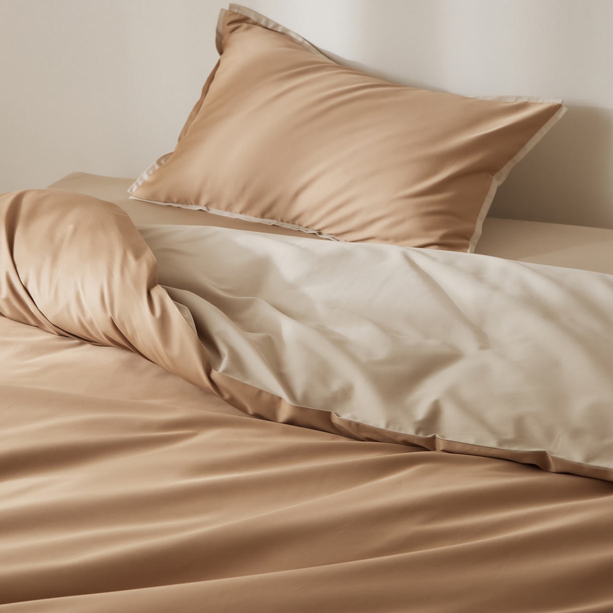 91家纺网 家纺一手货源 找家纺 EH家居 2026新款长绒棉窄边四件套 焦糖橙