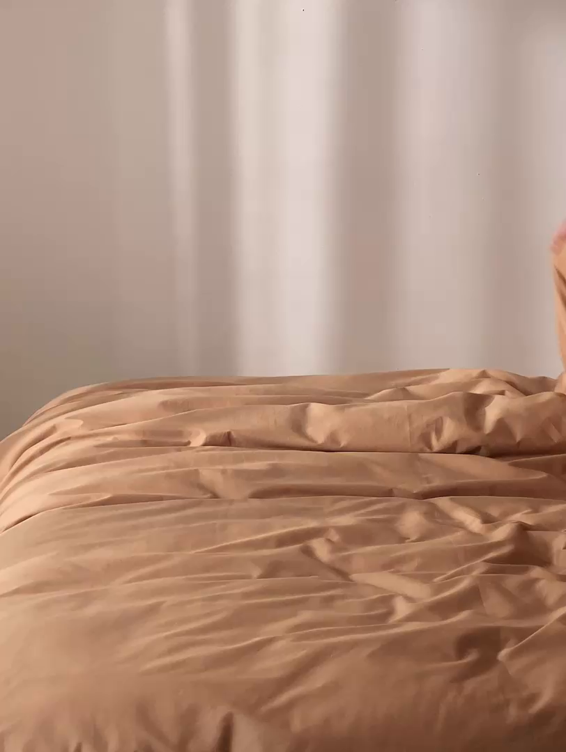 91家纺网 家纺一手货源 找家纺 EH家居 2026新款长绒棉窄边四件套 焦糖橙