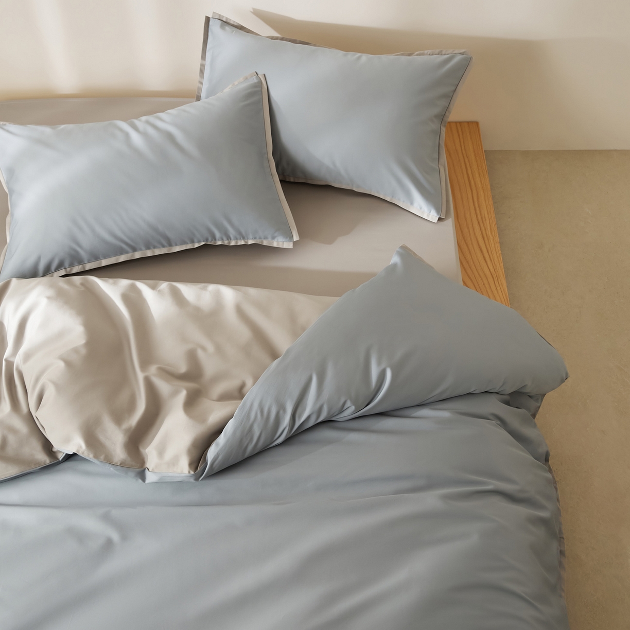 91家纺网 家纺一手货源 找家纺 EH家居 2026新款长绒棉窄边四件套 静谧蓝