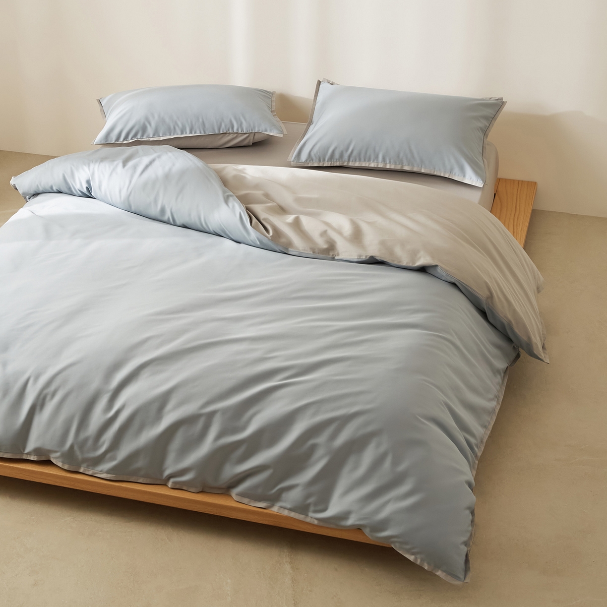 91家纺网 家纺一手货源 找家纺 EH家居 2026新款长绒棉窄边四件套 静谧蓝