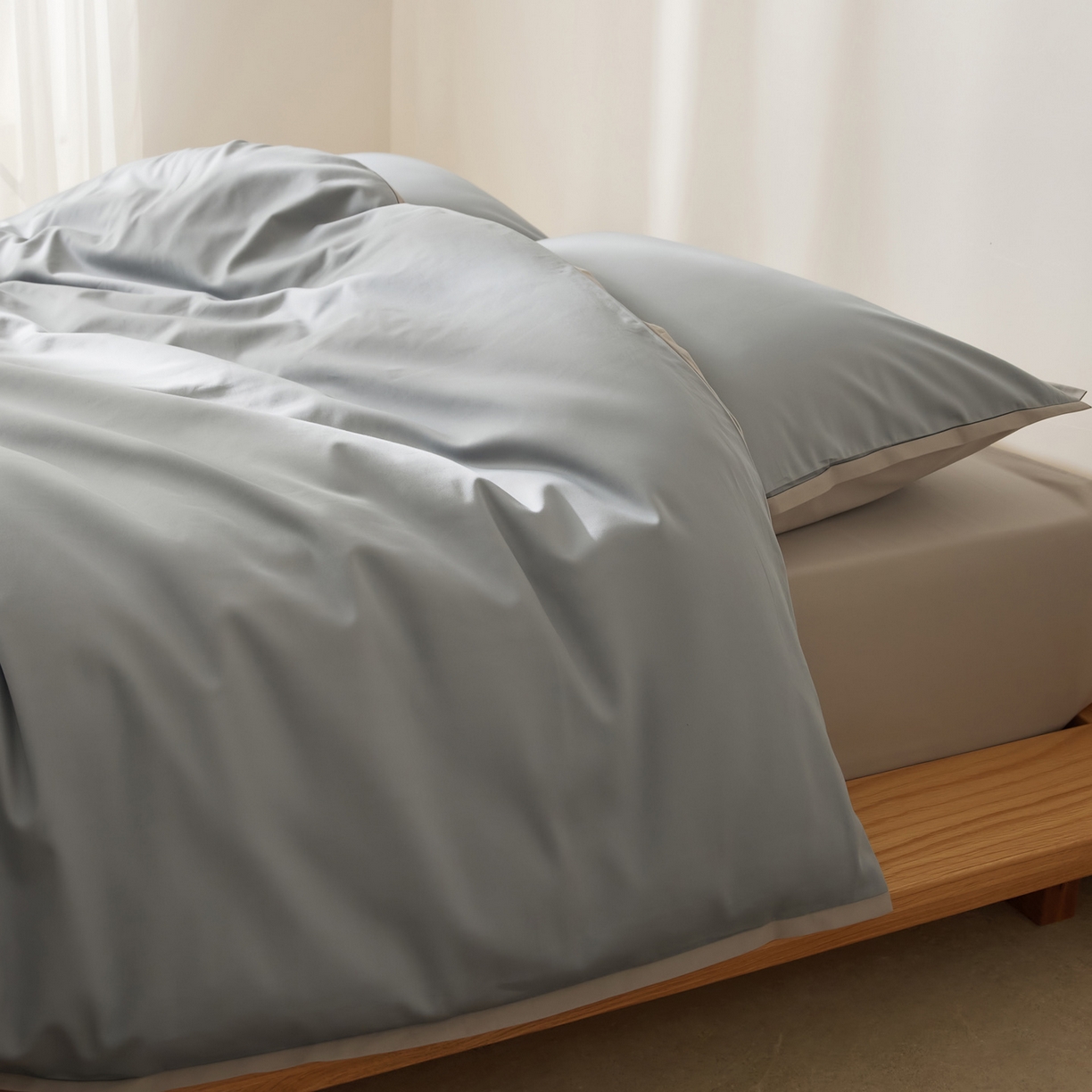 91家纺网 家纺一手货源 找家纺 EH家居 2026新款长绒棉窄边四件套 静谧蓝