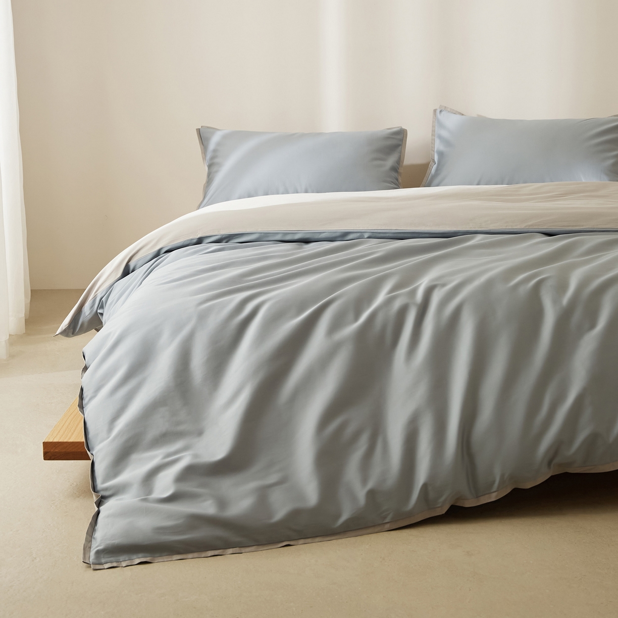 91家纺网 家纺一手货源 找家纺 EH家居 2026新款长绒棉窄边四件套 静谧蓝