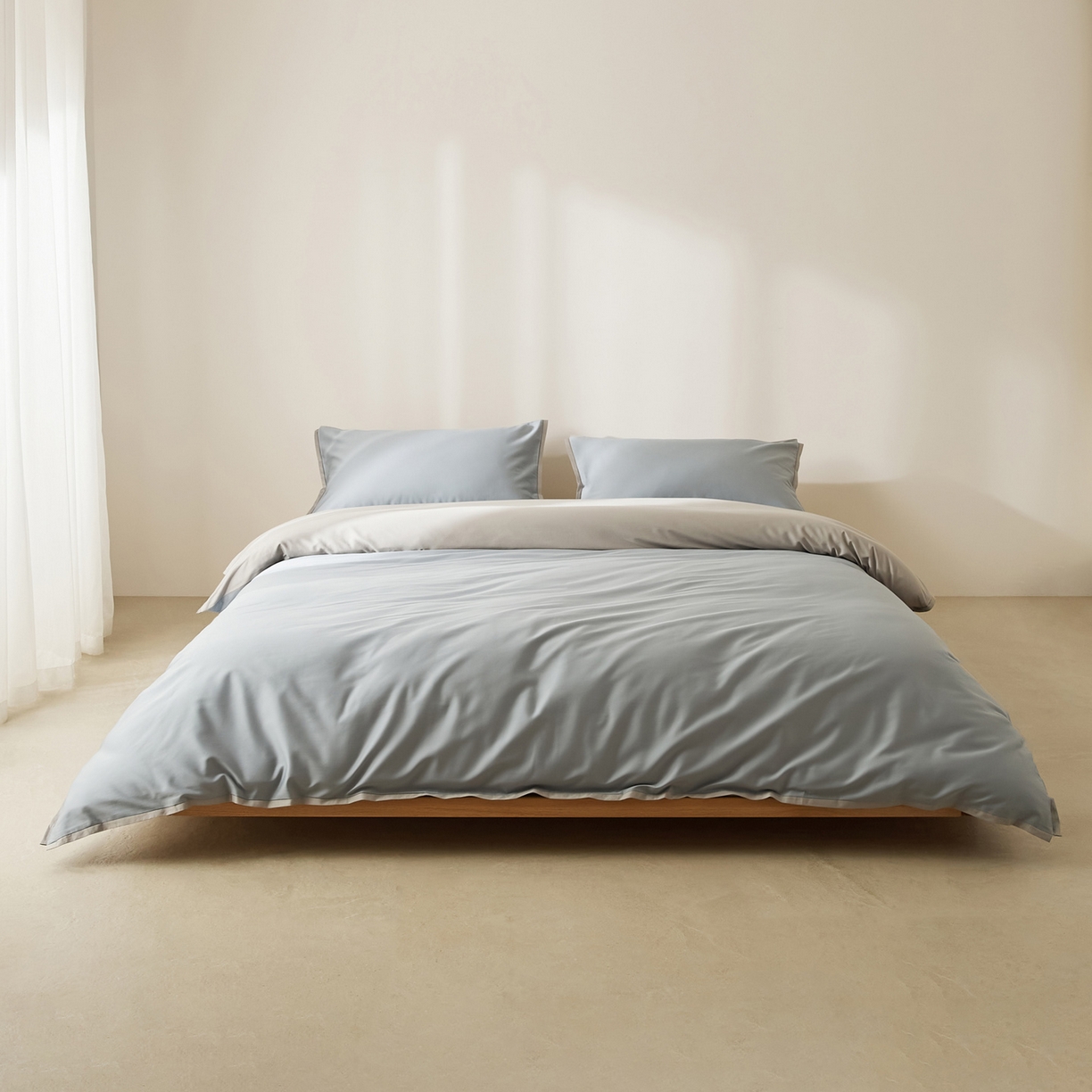 91家纺网 家纺一手货源 找家纺 EH家居 2026新款长绒棉窄边四件套 静谧蓝