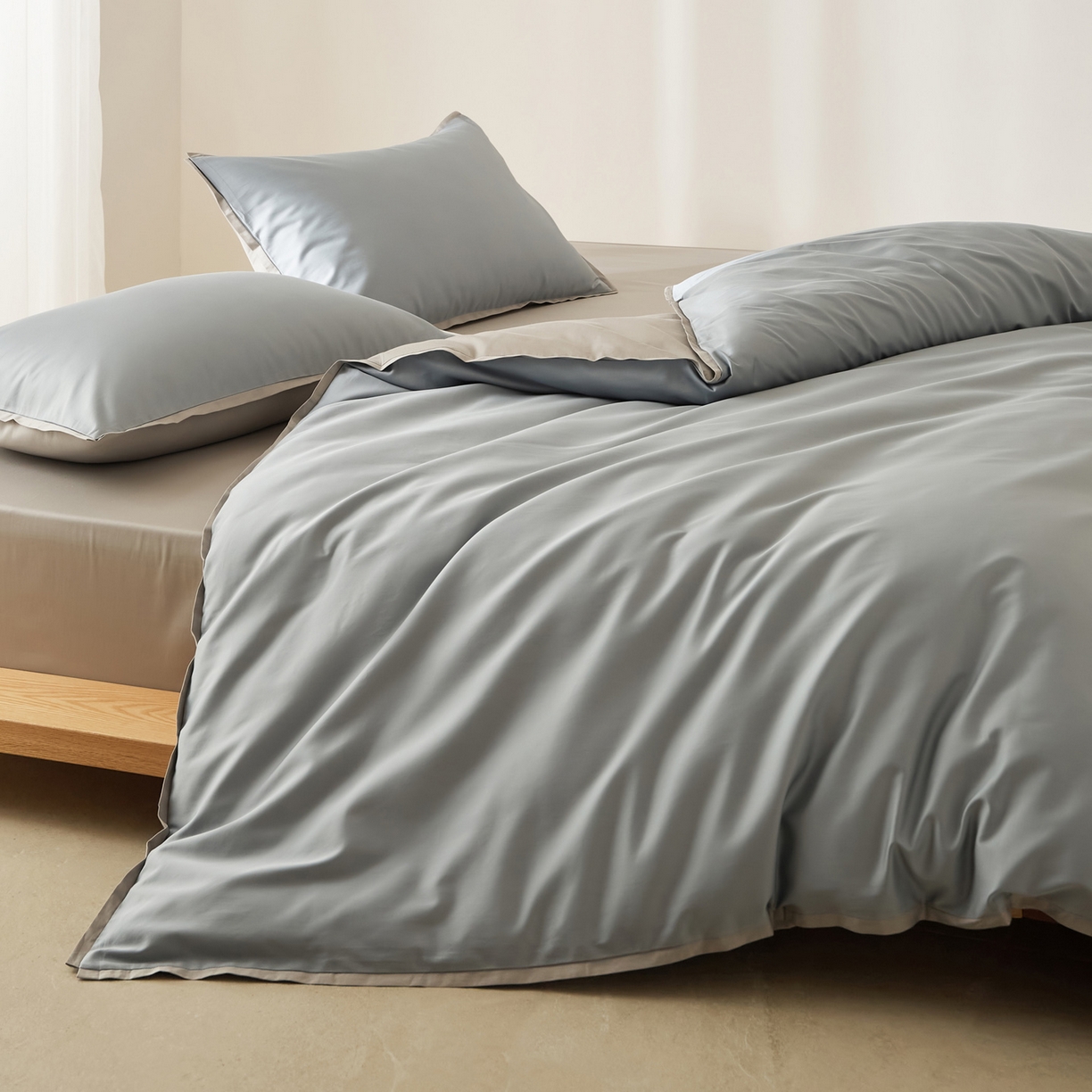 91家纺网 家纺一手货源 找家纺 EH家居 2026新款长绒棉窄边四件套 静谧蓝