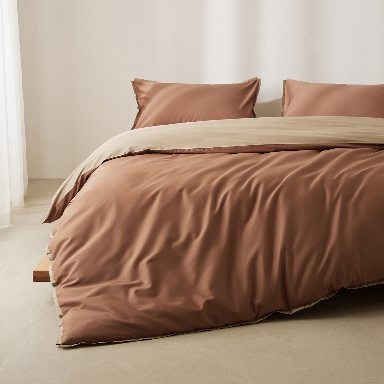 91家纺网 家纺一手货源 找家纺 EH家居 2026新款长绒棉窄边四件套 山核桃棕