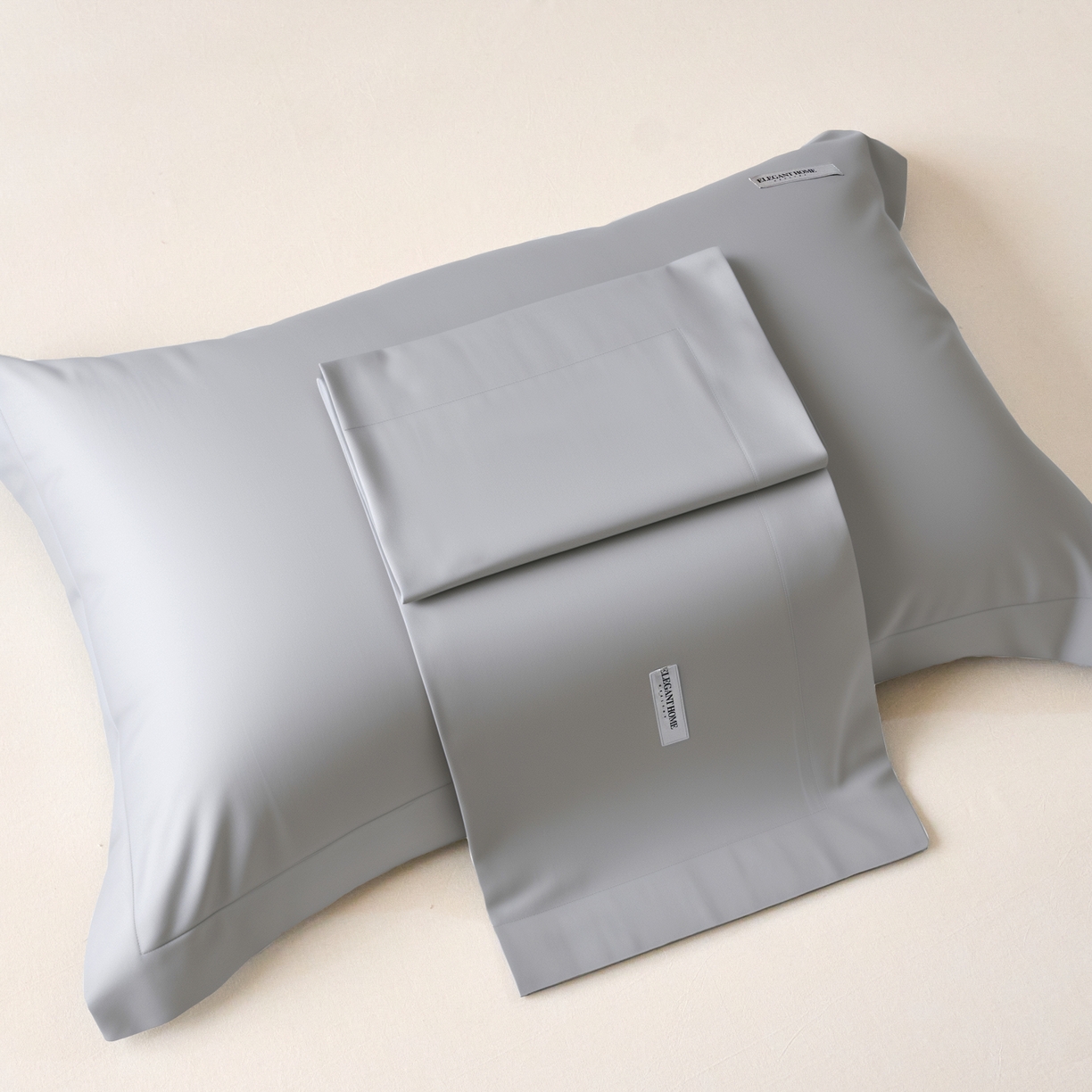 91家纺网 家纺一手货源 找家纺 梦洋家纺 2026新款100支长绒棉纯色枕套系列（纸盒包装） 雅士灰