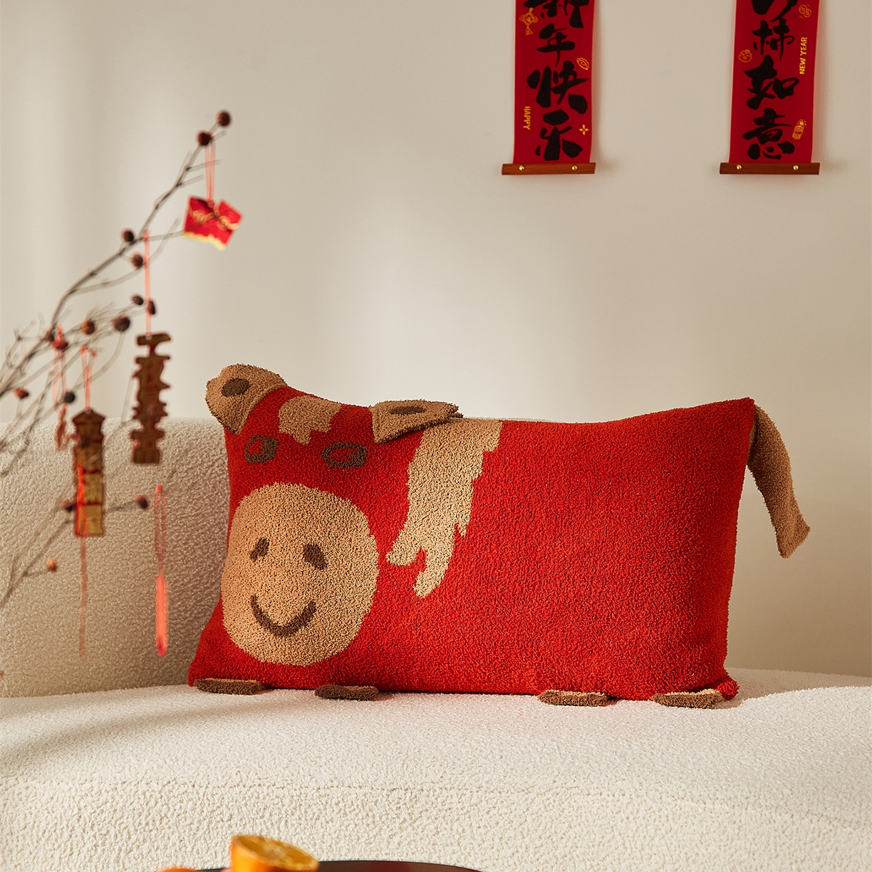 暖绵绵家纺 2026新款好运小马半边绒异性抱枕毯子含芯-波尼（券后最低零售价：毯子173元、 长方形抱枕（含芯）119元，异形抱枕（含芯）128元） 波尼-长方形抱枕