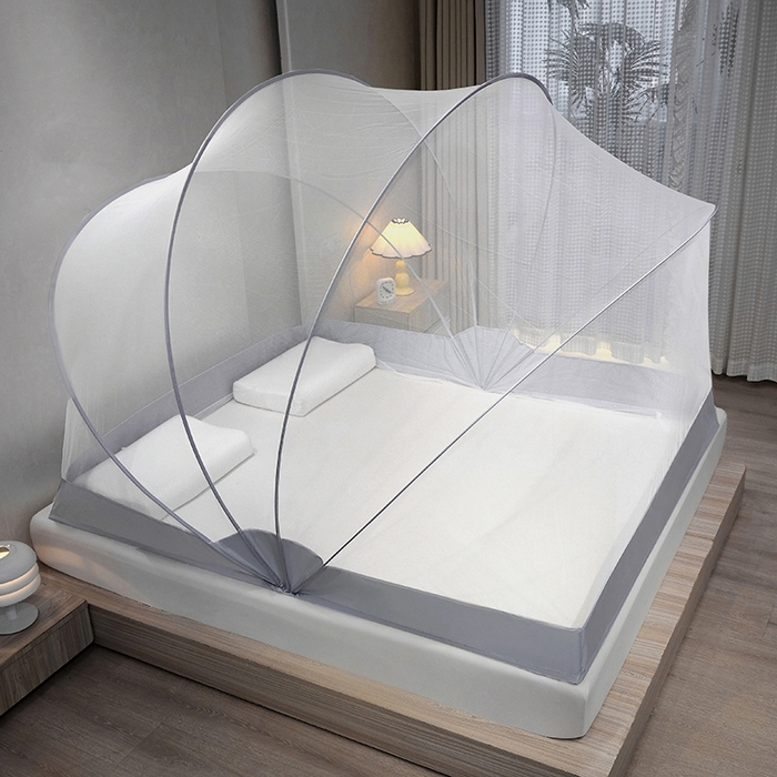 91家纺网 家纺一手货源 找家纺 （总）都市缘蚊帐 2024新款网红灰色系升级太空顶便携免安装大空间懒人折叠蚊帐 