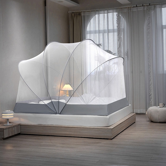 91家纺网 家纺一手货源 找家纺 （总）都市缘蚊帐 2024新款网红灰色系升级太空顶便携免安装大空间懒人折叠蚊帐 