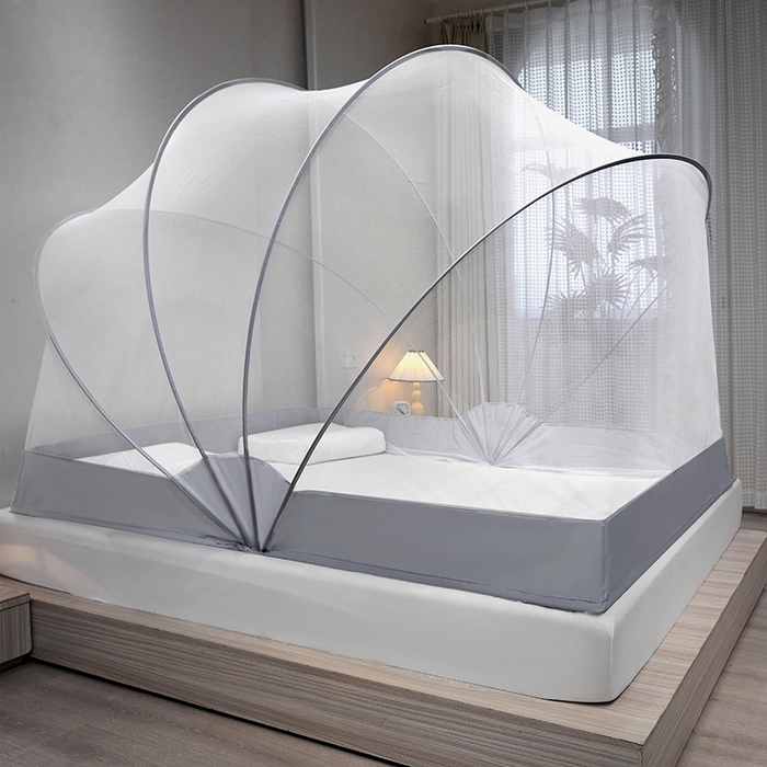 91家纺网 家纺一手货源 找家纺 （总）都市缘蚊帐 2024新款网红灰色系升级太空顶便携免安装大空间懒人折叠蚊帐 