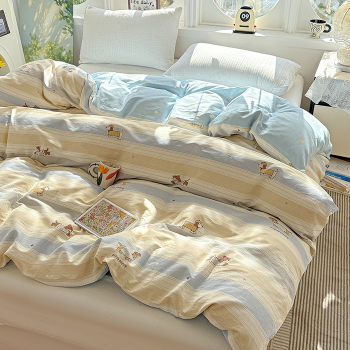 91家纺网 家纺一手货源 找家纺 卡普家居 2025新款全棉13070单品被套 奔跑小狗