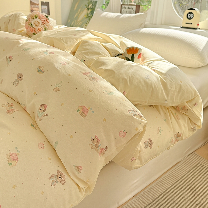 91家纺网 家纺一手货源 找家纺 卡普家居 2025新款全棉13070单品被套 彩绘汪汪