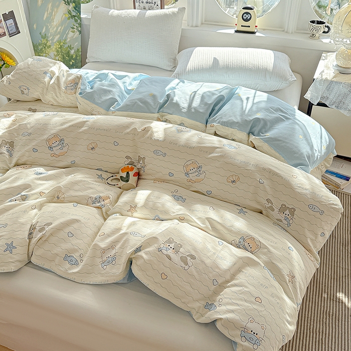 91家纺网 家纺一手货源 找家纺 卡普家居 2025新款全棉13070单品被套 猫咪宝贝