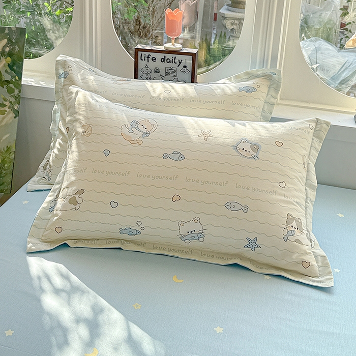 91家纺网 家纺一手货源 找家纺 卡普家居 2025新款全棉13070单品被套 猫咪宝贝