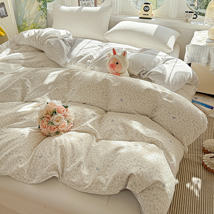 91家纺网 家纺一手货源 找家纺 卡普家居 2025新款全棉13070单品被套 奶霜波波狗