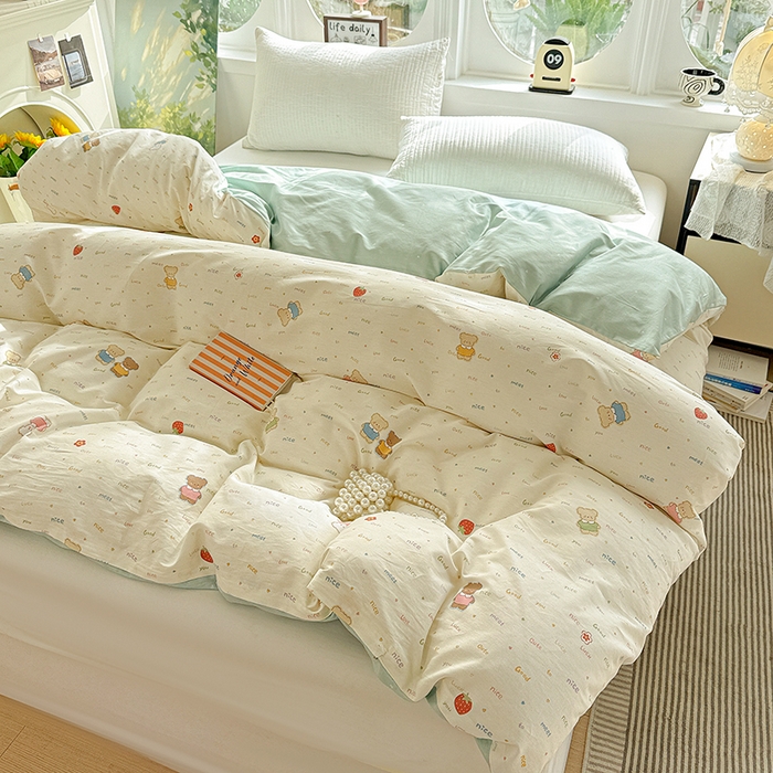 91家纺网 家纺一手货源 找家纺 卡普家居 2025新款全棉13070单品被套 奈斯小熊