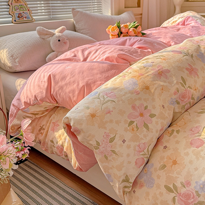 91家纺网 家纺一手货源 找家纺 卡普家居 2025新款全棉13070单品被套 浅樱故事