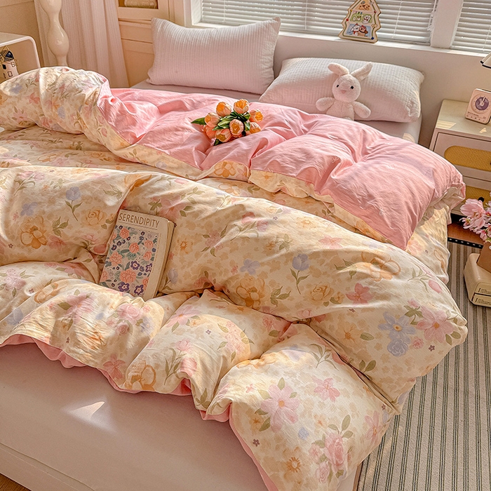 91家纺网 家纺一手货源 找家纺 卡普家居 2025新款全棉13070单品被套 浅樱故事