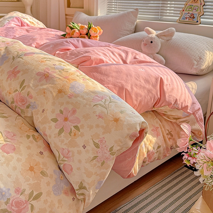 91家纺网 家纺一手货源 找家纺 卡普家居 2025新款全棉13070单品被套 浅樱故事