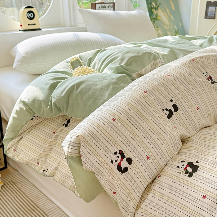 91家纺网 家纺一手货源 找家纺 卡普家居 2025新款全棉13070单品被套 熊猫波波