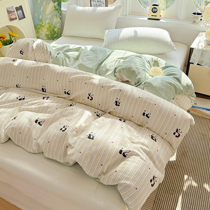 91家纺网 家纺一手货源 找家纺 卡普家居 2025新款全棉13070单品被套 熊猫波波