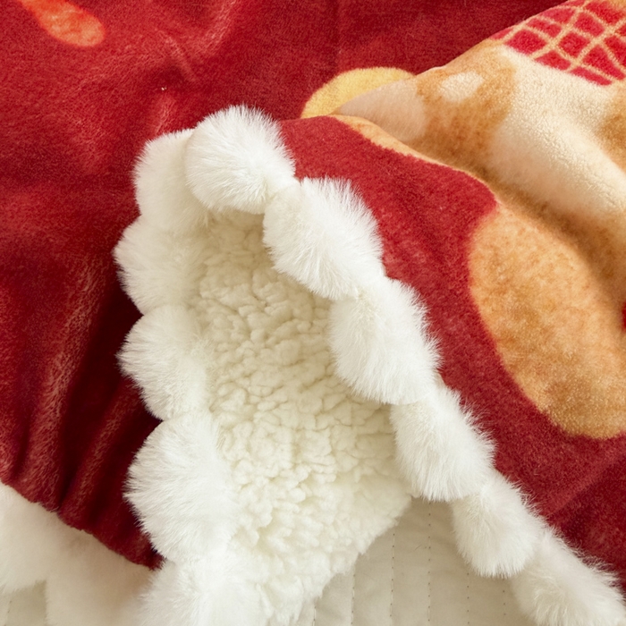 91家纺网 家纺一手货源 找家纺 潮邦创意家居 2026马年新年款数码高克重牛奶绒工艺球毯-萌马乐年系列 萌熊贺马