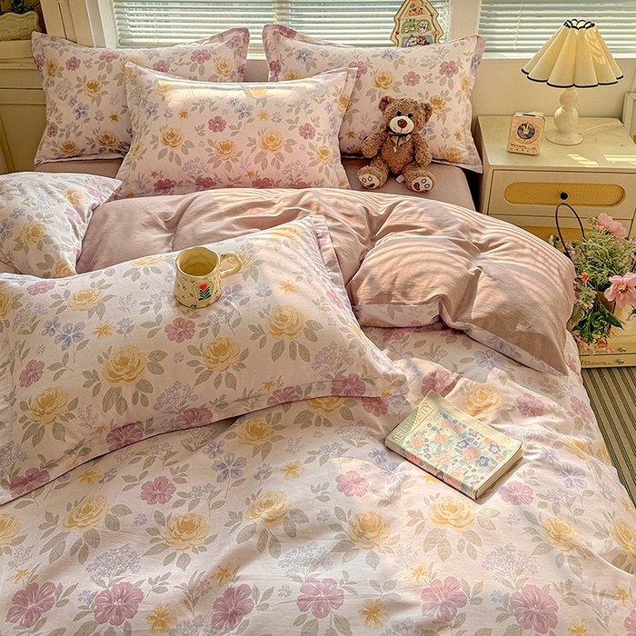 91家纺网 家纺一手货源 找家纺 卡普纯棉全棉四件套13070喷气床单款床笠款三件套 繁花锦年