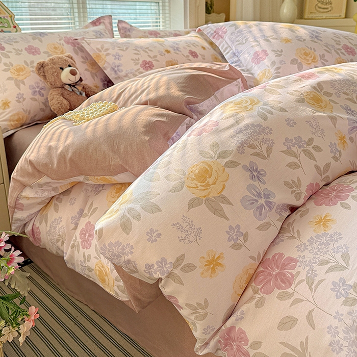 91家纺网 家纺一手货源 找家纺 卡普纯棉全棉四件套13070喷气床单款床笠款三件套 繁花锦年