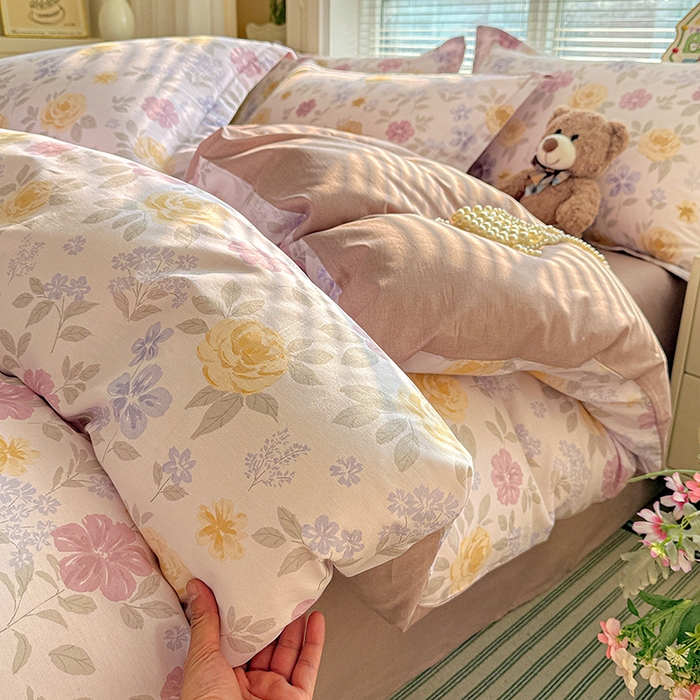 91家纺网 家纺一手货源 找家纺 卡普纯棉全棉四件套13070喷气床单款床笠款三件套 繁花锦年