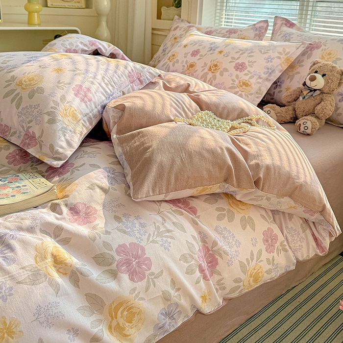 91家纺网 家纺一手货源 找家纺 卡普纯棉全棉四件套13070喷气床单款床笠款三件套 繁花锦年