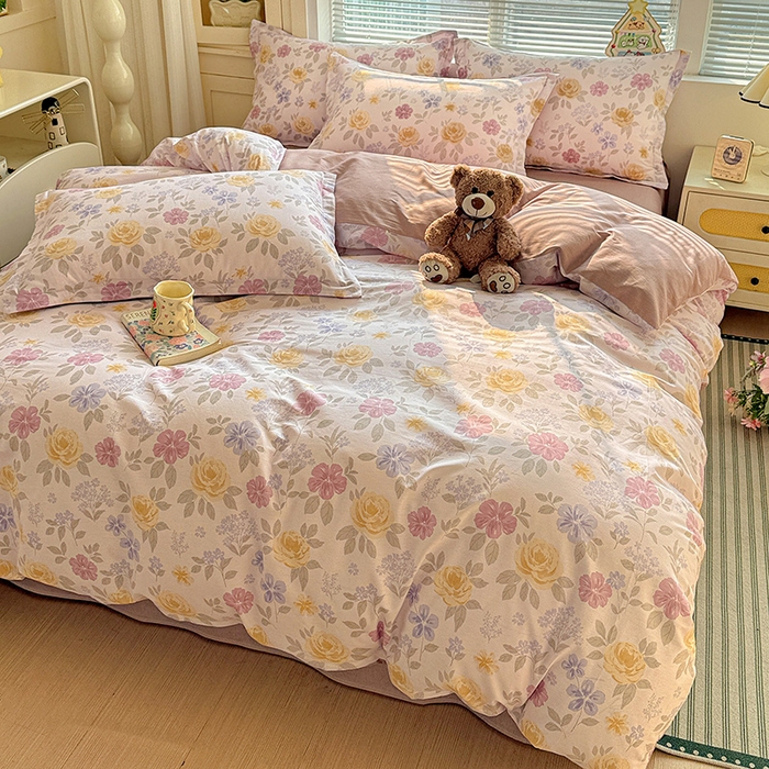 91家纺网 家纺一手货源 找家纺 卡普纯棉全棉四件套13070喷气床单款床笠款三件套 繁花锦年