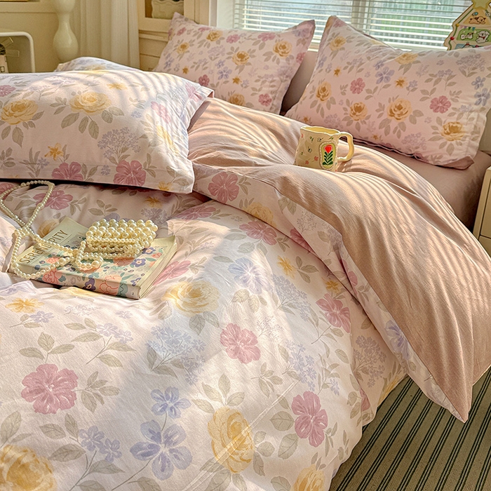 91家纺网 家纺一手货源 找家纺 卡普纯棉全棉四件套13070喷气床单款床笠款三件套 繁花锦年