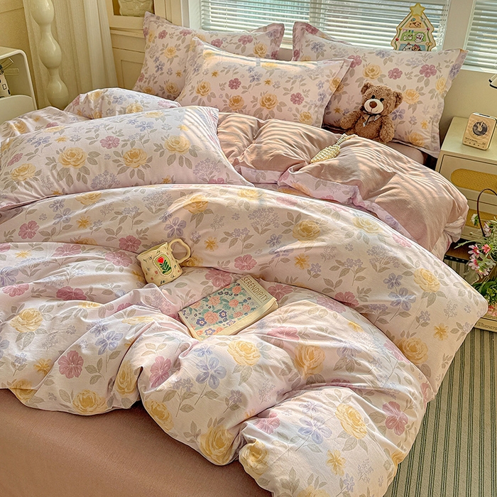 91家纺网 家纺一手货源 找家纺 卡普纯棉全棉四件套13070喷气床单款床笠款三件套 繁花锦年